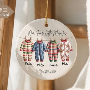Personalized Pajama Family Ornament, Custom Christmas Keepsake for Siblings, Twins, Triplets, Quadruplet, Cousin, Holiday Nursery Decor