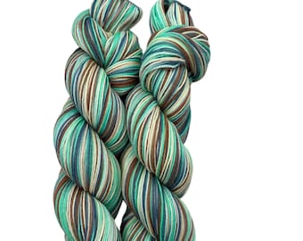 Hand Dyed Self Striping Sock Yarn - 100g