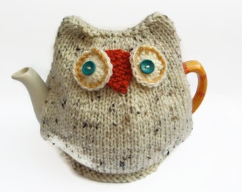 snowy owl tea cozy hand knitted tea cosy