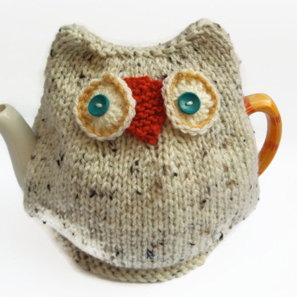 snowy  owl  tea cozy hand knitted tea cosy