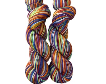 Hand Dyed Self Striping Sock Yarn (100g, 400 meters)