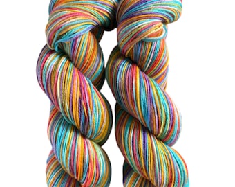 Hand Dyed Sock Yarn: Self Striping, 100g