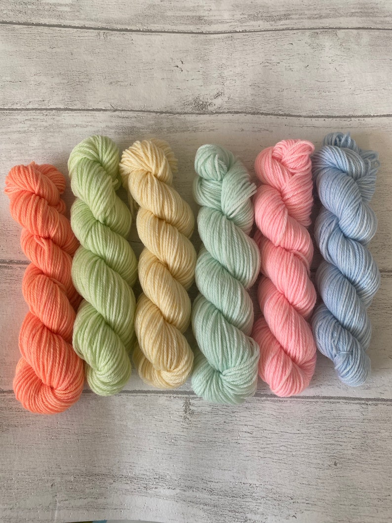 Hand Dyed pastal Mini Skein/120g/80/20 nylon image 2