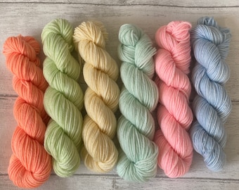 Hand Dyed pastal  Mini -Skein/120g/80/20 nylon DK