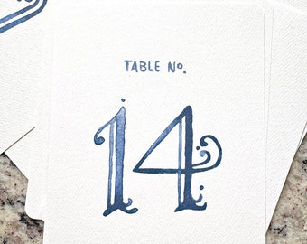 Wedding Table Numbers, Watercolor Table Numbers, Elegant Numbers, Table Numbers Blue, Farm Table Numbers, Hand Painted Printed Number Set