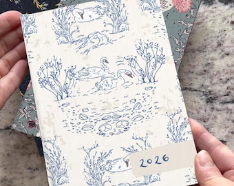Coquette Swan Toile Diary, Personalized Mother's Day Gifts, Hardcover Notebook, Cottagecore Vintage Writer Gift, 5x7 Custom Journal