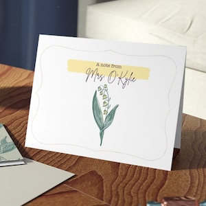 Juego de papelería personalizado de Lirio de los Valles, papelería personalizada, papelería personalizada, tarjetas de agradecimiento florales, una nota de, tarjetas en blanco