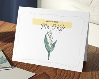 Personalized Lily of the Valley Stationery set, Custom Stationery, Stationery Personalized, Floral Thank You Cards, A Note From, blank cards