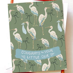 Carte de fête des mères Heron, carte de bébé, première carte de fête des mères, cartes de fête des mères, 1ère fête des mères, cadeau de naissance, nouvelle fête des mères, bébé de bienvenue