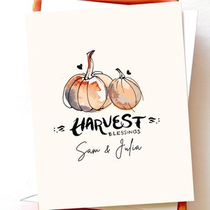 Gepersonaliseerde pompoenkaartenset, aquarel boho-kaartenpakket met enveloppen (8, 16 en 24 stuks) Leuke herfstkaarten, blanco herfstkaarten