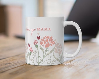 Personalized Coffee Mug for Mom, Cottagecore Mug, Pastel Floral Mug, Flower Garden Lover, Gift for Her, Mother’s Day Gifts, New Mom Mug