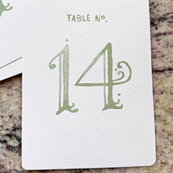 Wedding Table Numbers, Watercolor Numbers in Sage, Elegant Numbers, Table Numbers Green, Farm Table Numbers, Hand Painted Printed Number Set