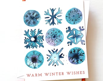 Warm Winter Wishes Boxed Set, Snowflake Holiday Cards, Holiday Greeting Card, New Year Card, Boxed Christmas Card Set, Watercolor Card