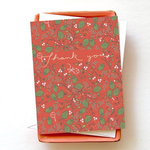 Urlaub Dankeskarten, Dankesnotizen, Rotes Weihnachts-Dankeschön-Kartenset, leere Karte, Boho-Dankeschön, Karten mit Umschlägen 8, 16 und 24