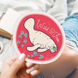 Manatee Vinyl Sticker: Boho Beach Laptop Decal