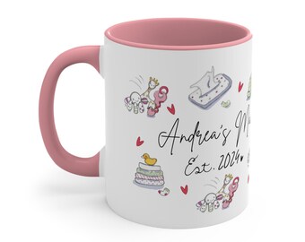 First Mother's Day Mug, Personalized Mama, accent Mug, Coffee Mug with Handle, Gift for Mom, Custom Mug with Kid's Names