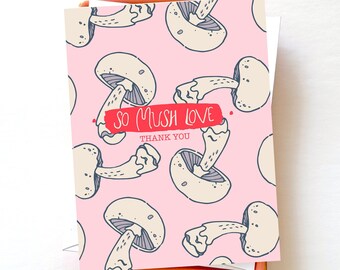 Paquet de cartes de remerciement champignon magique, So Mush Love, cadeau champignon bohème, papeterie nature, cottagecore, impression champignon nature, carte de voeux