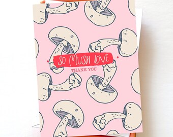 Magic Mushroom Thank You Card Pack, So Mush Love, Boho Mushroom Gift, Nature Stationery, Cottagecore, Nature Mushroom Print, Greeting Card