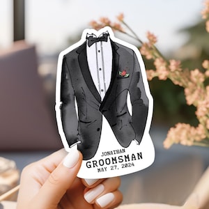 Personalized Groomsman Vinyl Decal, Groomsman thank you, Groomsmen Proposal, Groomsman Gift, Custom Vinyl Decal Stickers, Proposal Box