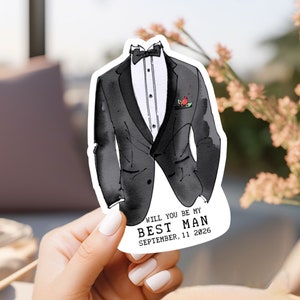 Will you be my Best Man Proposal, Personalized Groomsman Vinyl Decal, Groomsman Sticker, Best Man Gift, Custom Vinyl Stickers, Proposal Box