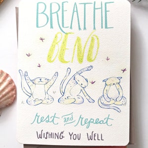 Yoga Cats Greeting Card, Get Well, Wishing you Well, Yoga Teacher, Yoga Lover, Wellness, Uplifting, Support, Feel Better, Encouragement Card image 1