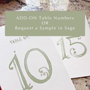 Agregue números de mesa individuales para bodas, números de acuarela de muestra, salvia, números elegantes, números de mesa verdes, números de mesa de granja, pintados a mano