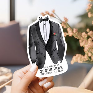 Will you be my Groomsman, Proposal Sticker, Personalized Groomsman Vinyl Decal, Groomsmen Proposal, Groomsman Gift, Custom Proposal Box