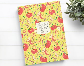 Journal Personalized Teacher Gift, Apple Notebook, Custom Birthday gift, Memory book, daily journal, yellow, retirement gift, Keepsake book