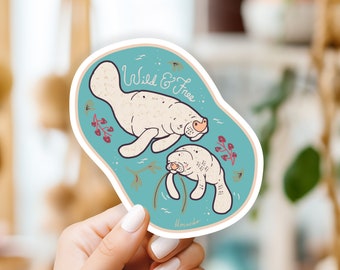 First Mother's Day Manatee Sticker, Mothers Day Stickers, Mother's Day gift, laptop sticker, water bottle, waterproof, Florida Manatee