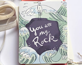 Encouragement Card, Father's Day, Nautical Love Card, Husband Appreciation, You are my Rock, Anniversary, Card for Spouse, Boho Beach Card