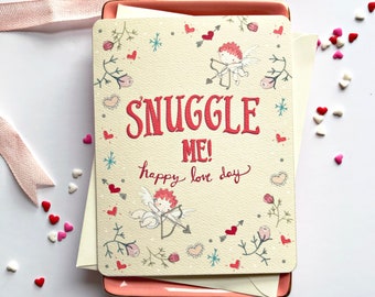 Snuggle Me Valentine's Day Card, Couples Valentine, I Love you card, Valentine Card for Husband, valentine day gift for him, funny valentine