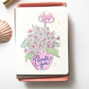 Carte de remerciement pour le professeur, Carte de remerciement pour un câlin floral, Merci mignon, Semaine des enseignants, Carte de plante en pot, Coffret de remerciements