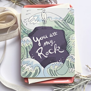 Carte de fête des pères, carte d'amour nautique, appréciation de mari, tu es mon rocher, anniversaire, carte d'anniversaire de petit ami, carte de plage Boho