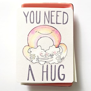 Carte de voeux câlin arc-en-ciel, carte de câlin, rétablissement d'un enfant, carte de deuil, je pense à vous, édifiant, soutien, réconfort, câlins, carte d'empathie