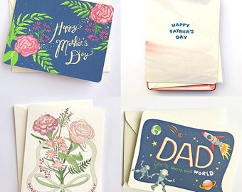 Mom and Dad Combo Card Pack, Set of 4 Cards, Bundle Set for Mothers Day, Fathers Day
