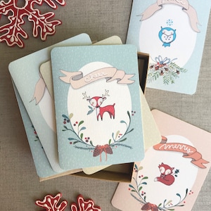 Christmas Cards Boxed Set - Assorted Cards - Cute Christmas Cards - Woodland Creatures - Holiday Card set - Xmas Card Set