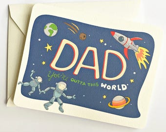 Father's Day Card, First Fathers Day, Cute Fathers Day card, Space Theme, New Dad Gifts, New Dad Card, Card for Daddy, 1st Fathers Day Card