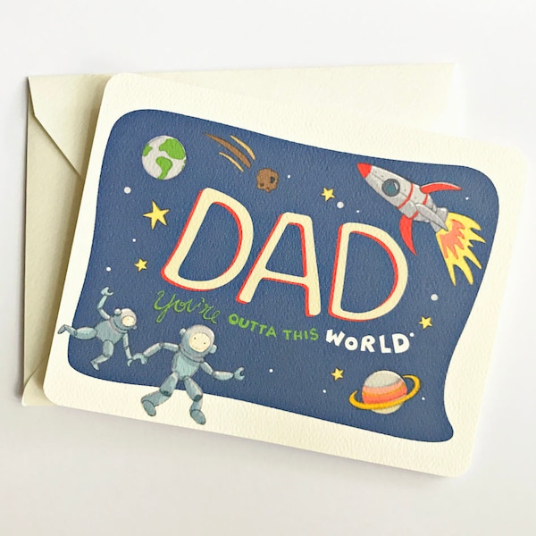 Father's Day Card, First Fathers Day, Cute Fathers Day card, Space Theme, New Dad Gifts, New Dad Card, Card for Daddy, 1st Fathers Day Card