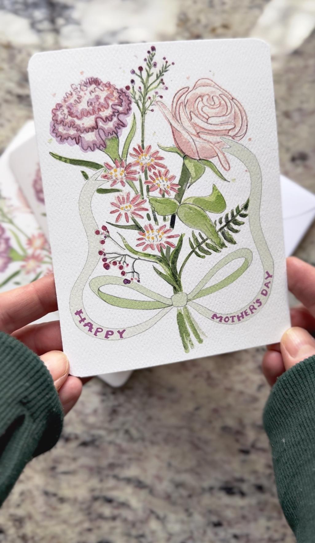 Mothers Day Card Floral, Mothers Day Cards, Flower Card for Mom, Mother ...