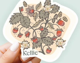 Custom Strawberry Sticker, Sticker, Birthday Gift, Floral Fruit stickers, vintage stickers, Mother's Day Gift, planner stickers
