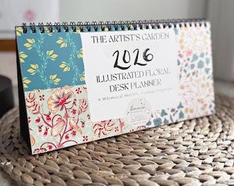 2026 Floral Boho Desk Calendar: Artist's Garden Illustrated Planner