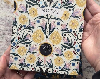 Personalized Celestial Travel Notebook Journal, Kids Sun Moon, Compass Rose, 5x7 Floral Adventure Diary