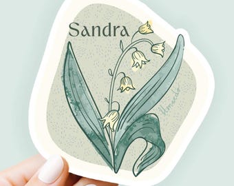 Custom Lily of the Valley Sticker - Personalized Birth Flower Decal Gift for May Born