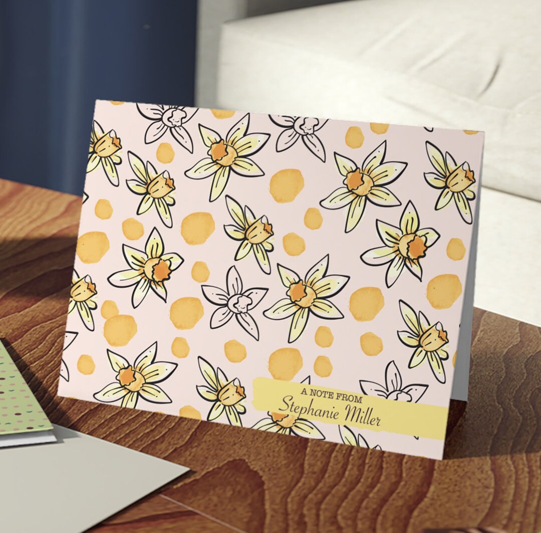Personalized Daffodil Stationery Set: Floral Thank You Cards - Etsy