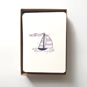 Conjunto de tarjetas de notas de velero, agradecimiento para baby shower, tarjetas náuticas, tarjetas de notas en caja, notas de agradecimiento, boda en la playa, agradecimiento para campamento infantil