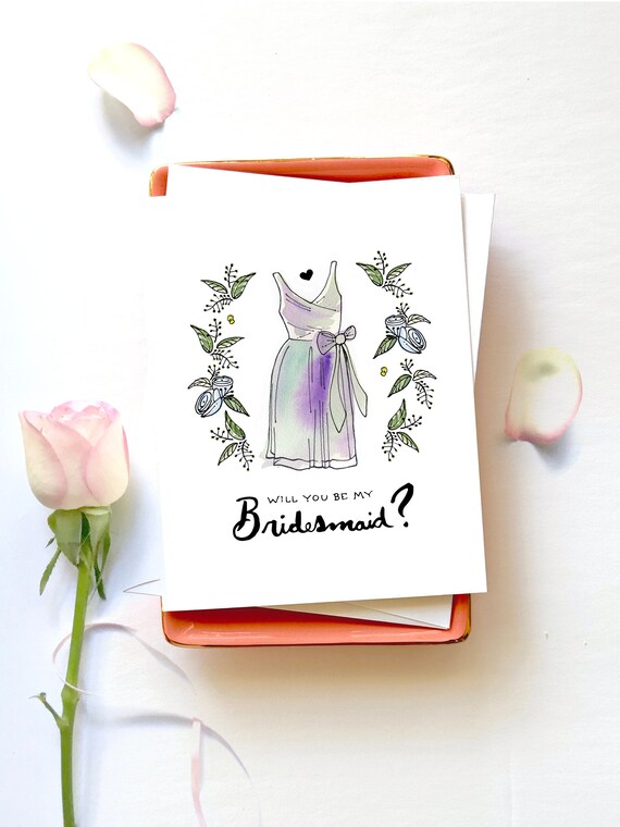 Bridesmaid Proposal Card Set: Watercolor Dress Design Bridesmaid Proposal Card Set: Watercolor Dress Design