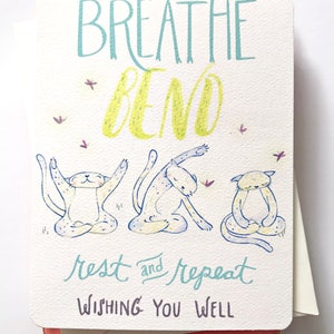 Yoga Cats Greeting Card, Get Well, Wishing you Well, Yoga Teacher, Yoga Lover, Wellness, Uplifting, Support, Feel Better, Encouragement Card image 2