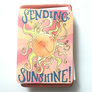 Sonnenschein Grußkarte, gute Besserung, süße Sommerkarte, denke an Dich, Retro, Boho Strand, erbaulich, Unterstützung, Aufmunterung, Ermutigungskarte