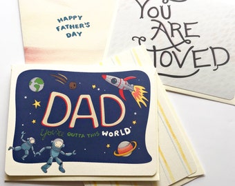 Fathers Day Card Pack - Cute Fathers Day Card - Pack of 4 Cards - Gift for Dad - Father's Day Card - Fathers Day Gift - Happy Fathers Day
