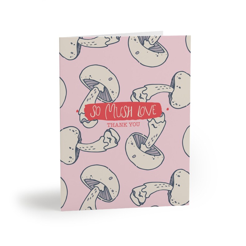 Magic Mushroom Thank You Card Pack, So Mush Love, Boho Mushroom Gift, Nature Stationery, Cottagecore, Nature Mushroom Print, Greeting Card image 3